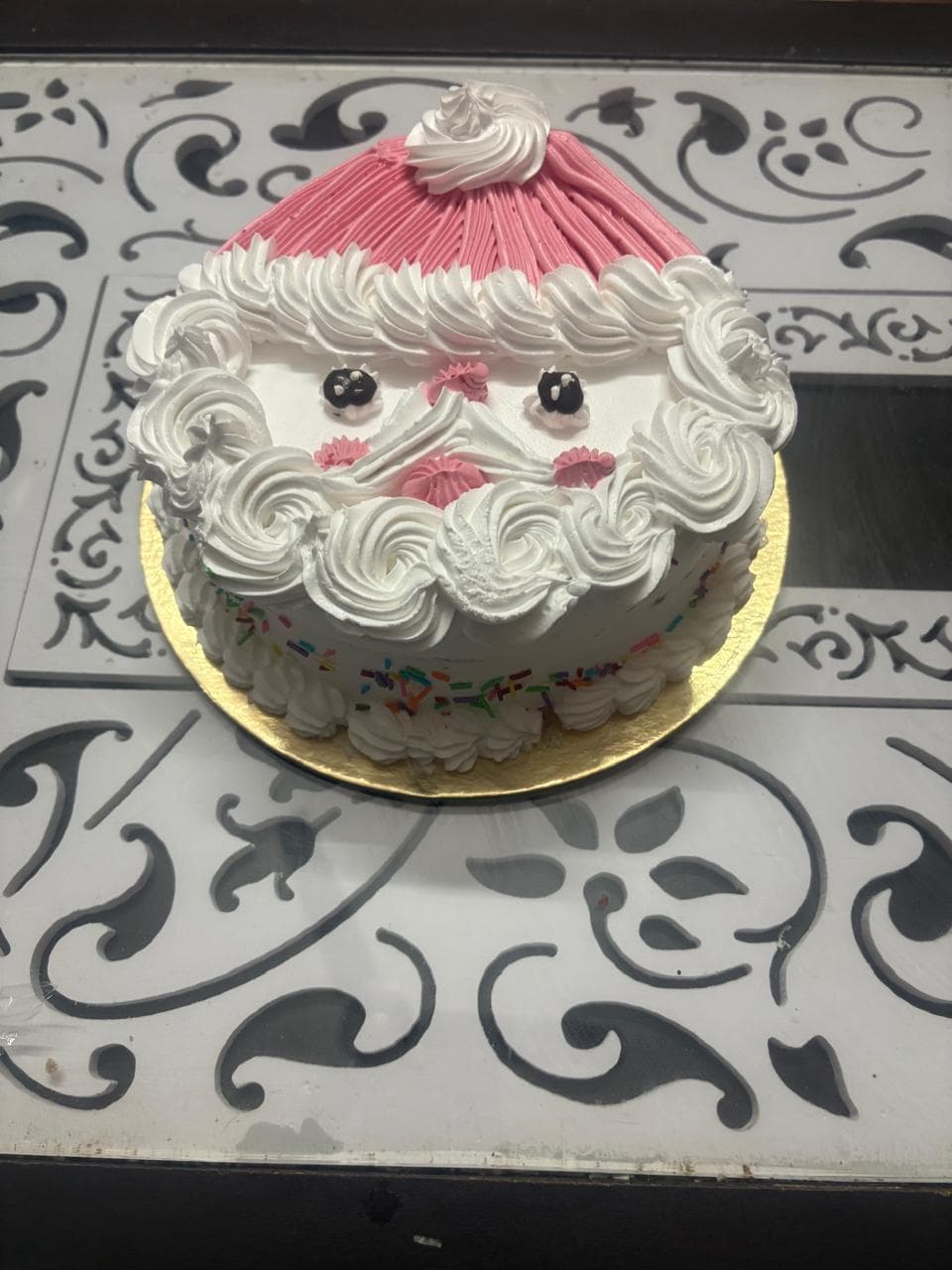 Festive Christmas cake with holiday decorations