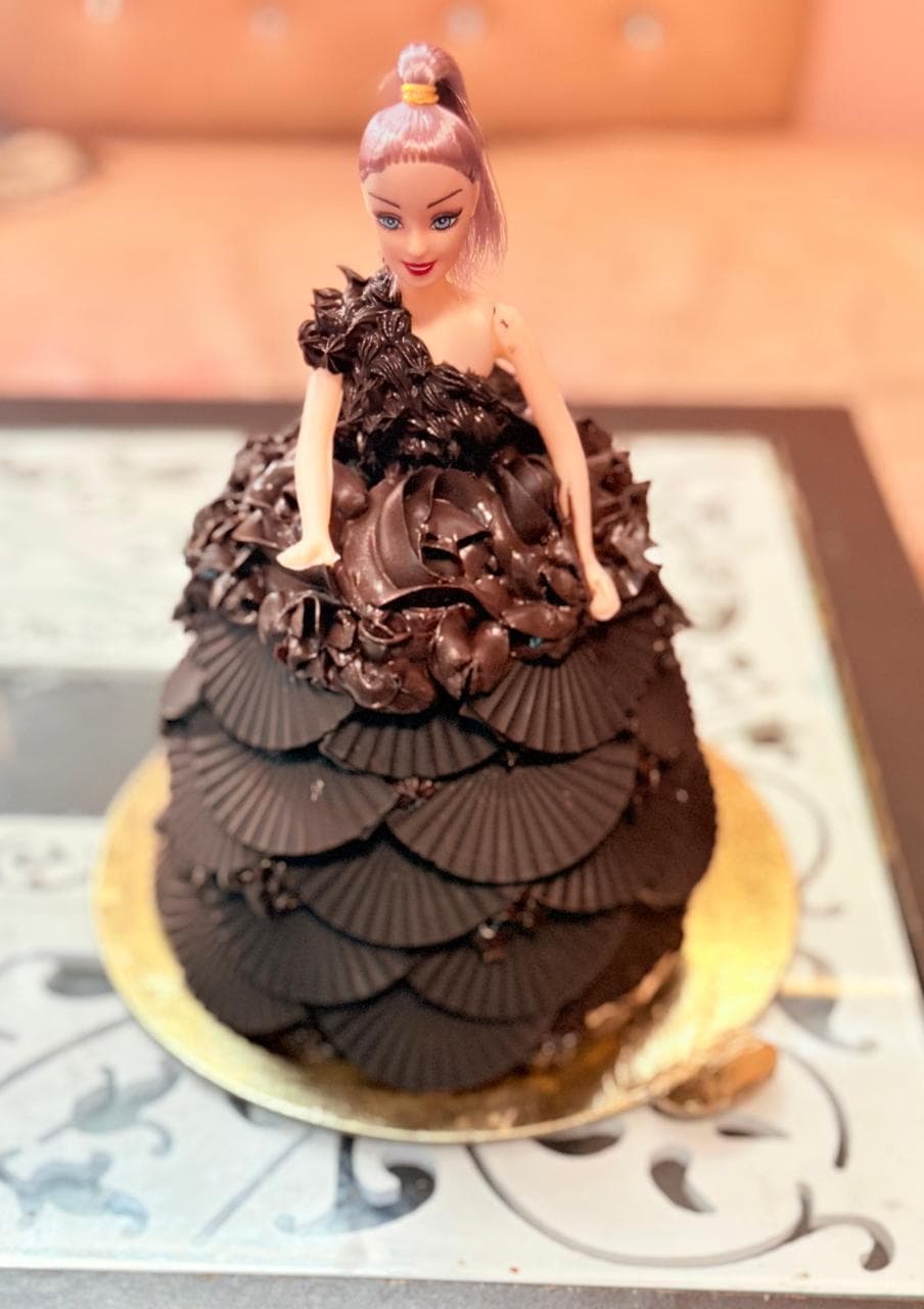 Princess doll cake with dress-shaped design